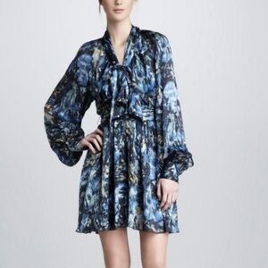 Rachel Zoe Size 2 blue multi oil paint Arielle shirt dress
